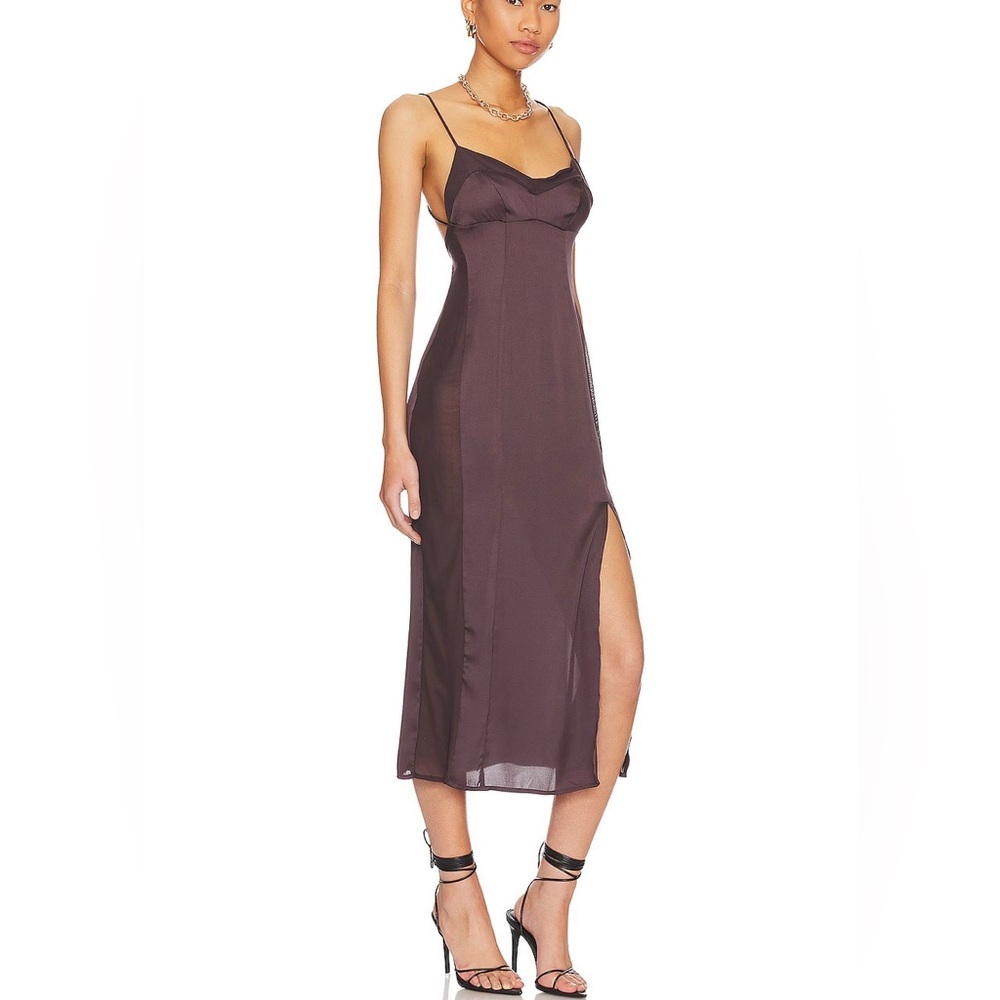 Free People City Cool Midi Slip Chocolate Merlot - Picture 4 of 6
